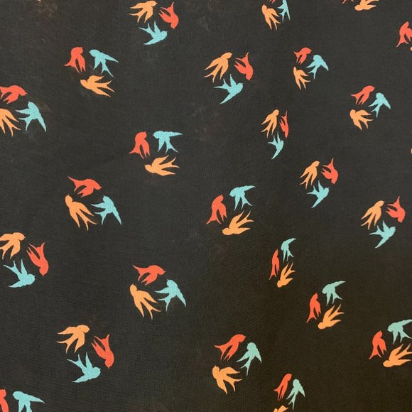 Gently Worn a.n.a Scooped Neck Semi Sheer Dark Blue Bird Print Blouse - Picture 5 of 8